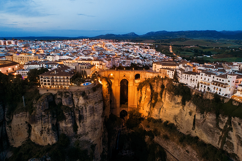 New Bridge aerial view in Ronda